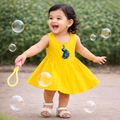 Girls Soft Finish Ethnic Dress (Yellow)