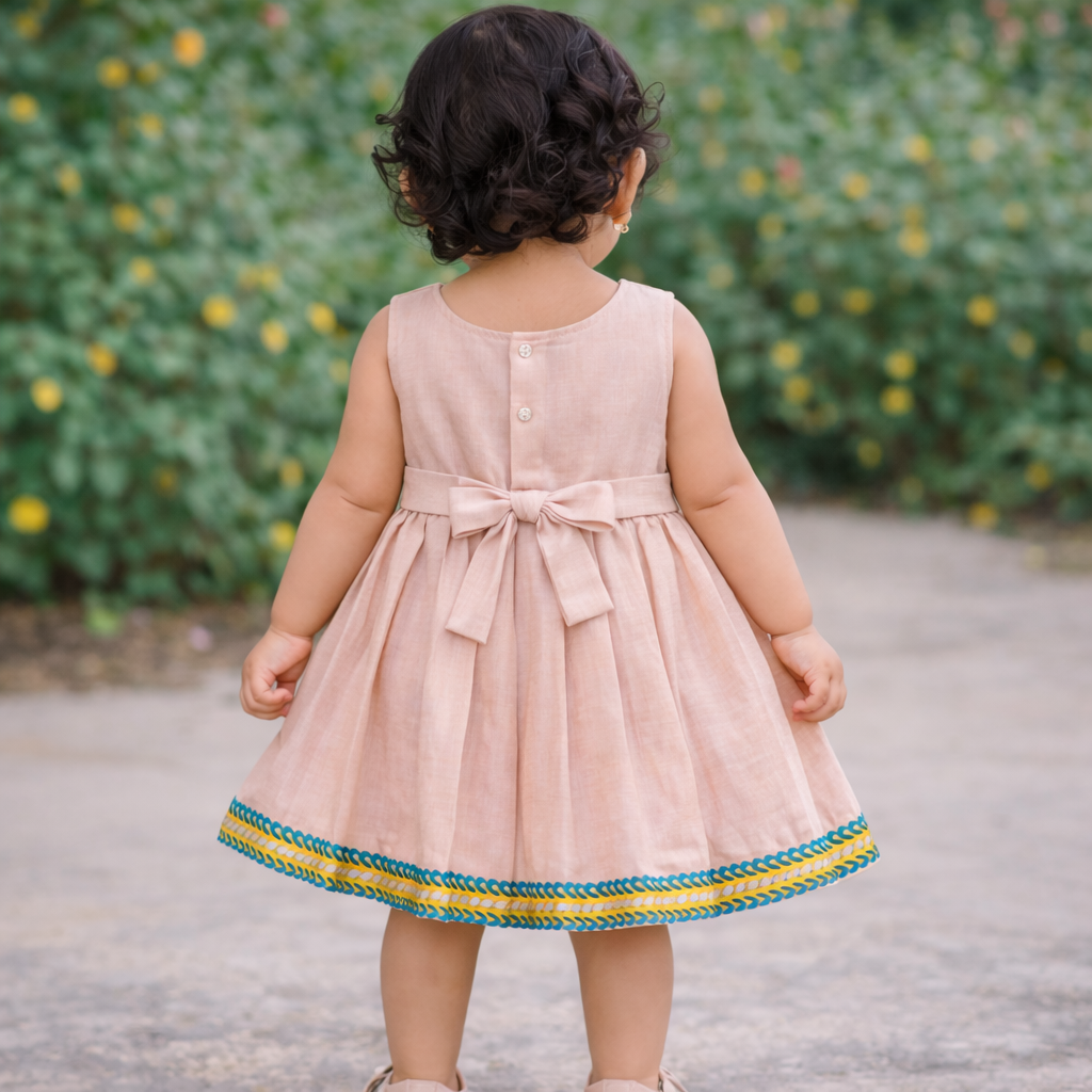 Girls Solid Color Ethnic Pavadai Set (Orange1)