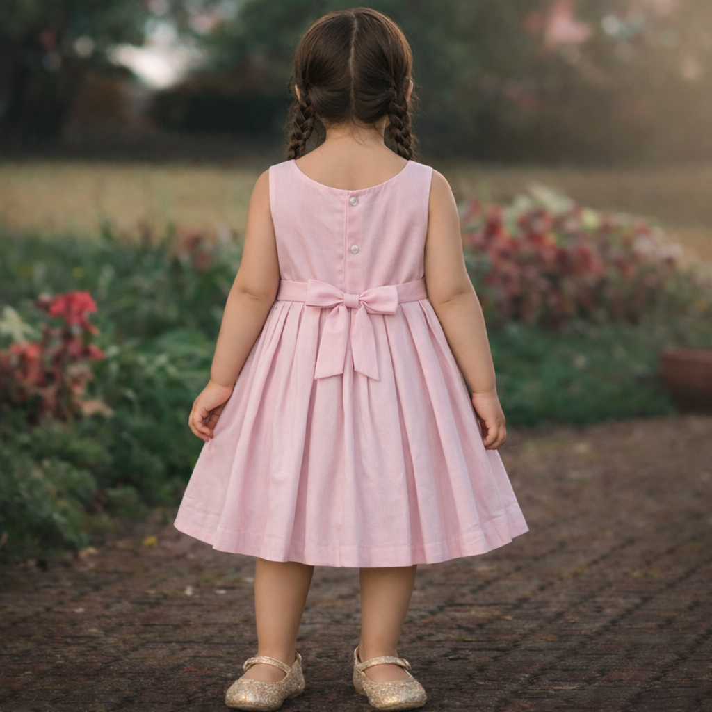 Girls Soft Finish Ethnic Dress (Pink)