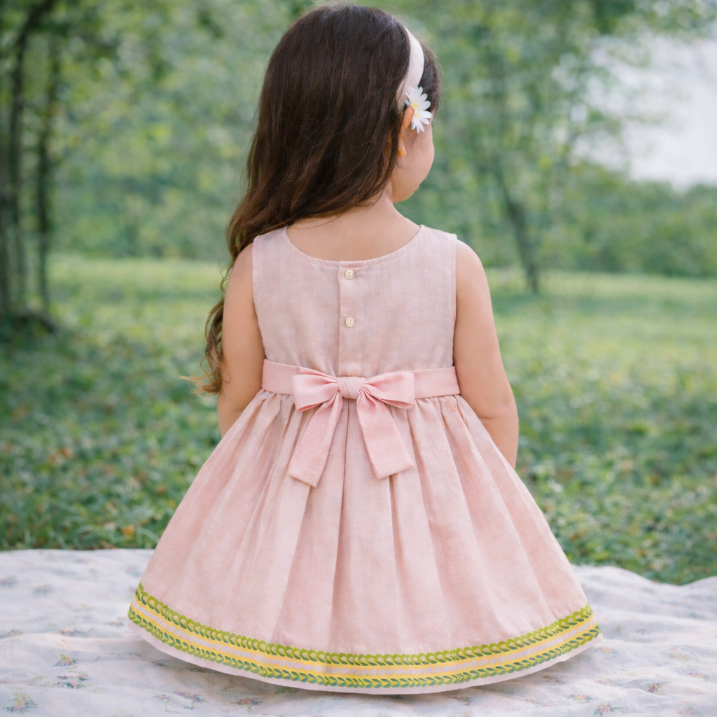 Girls Solid Color Ethnic Pavadai Set (Orange2)