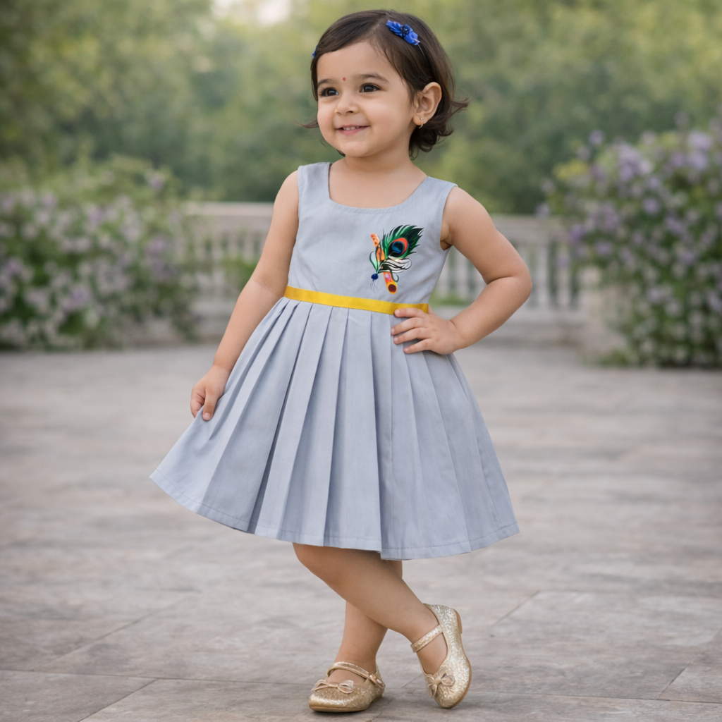 Girls Soft Finish Ethnic Dress (Blue)