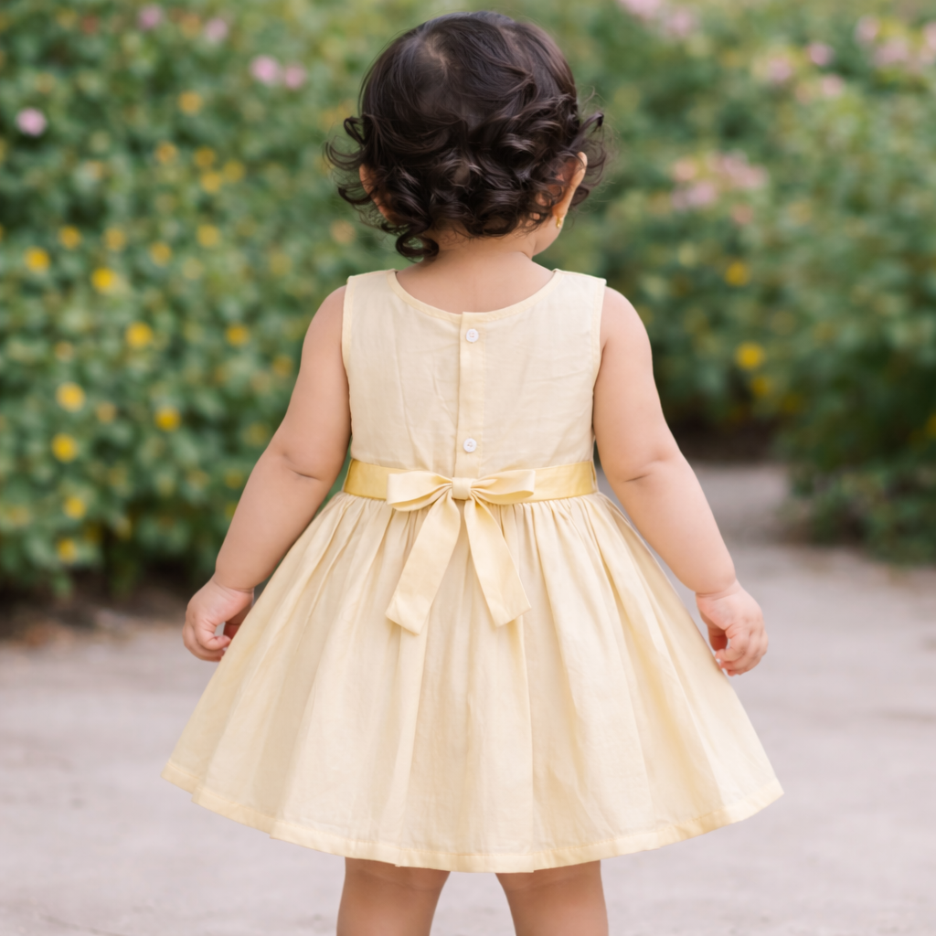 Girls Soft Finish Ethnic Dress (Cream)