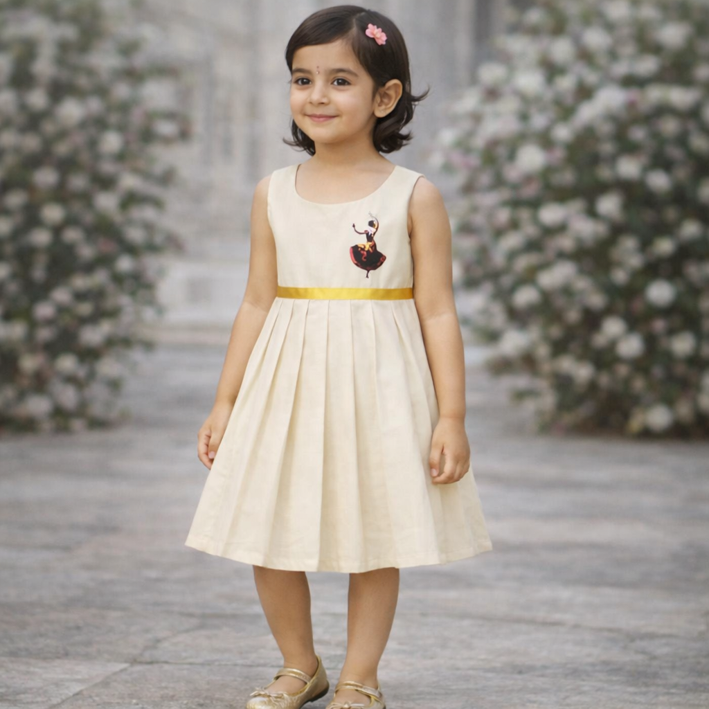 Girls Soft Finish Ethnic Dress (Biscuit)