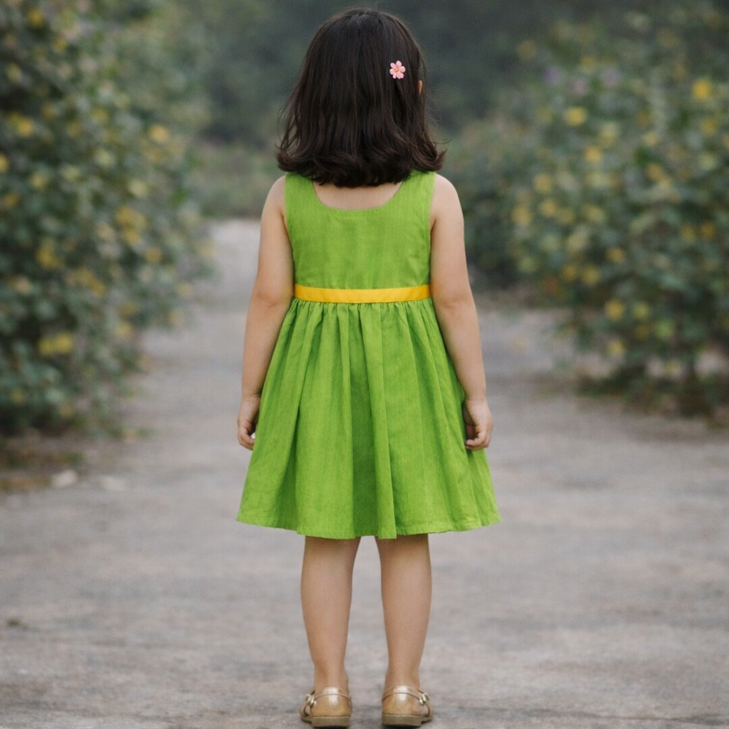 Girls Soft Finish Ethnic Dress (Green)
