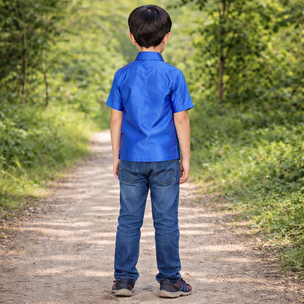 Boys Blue Colour Polyester Shirt(carolina-blue)