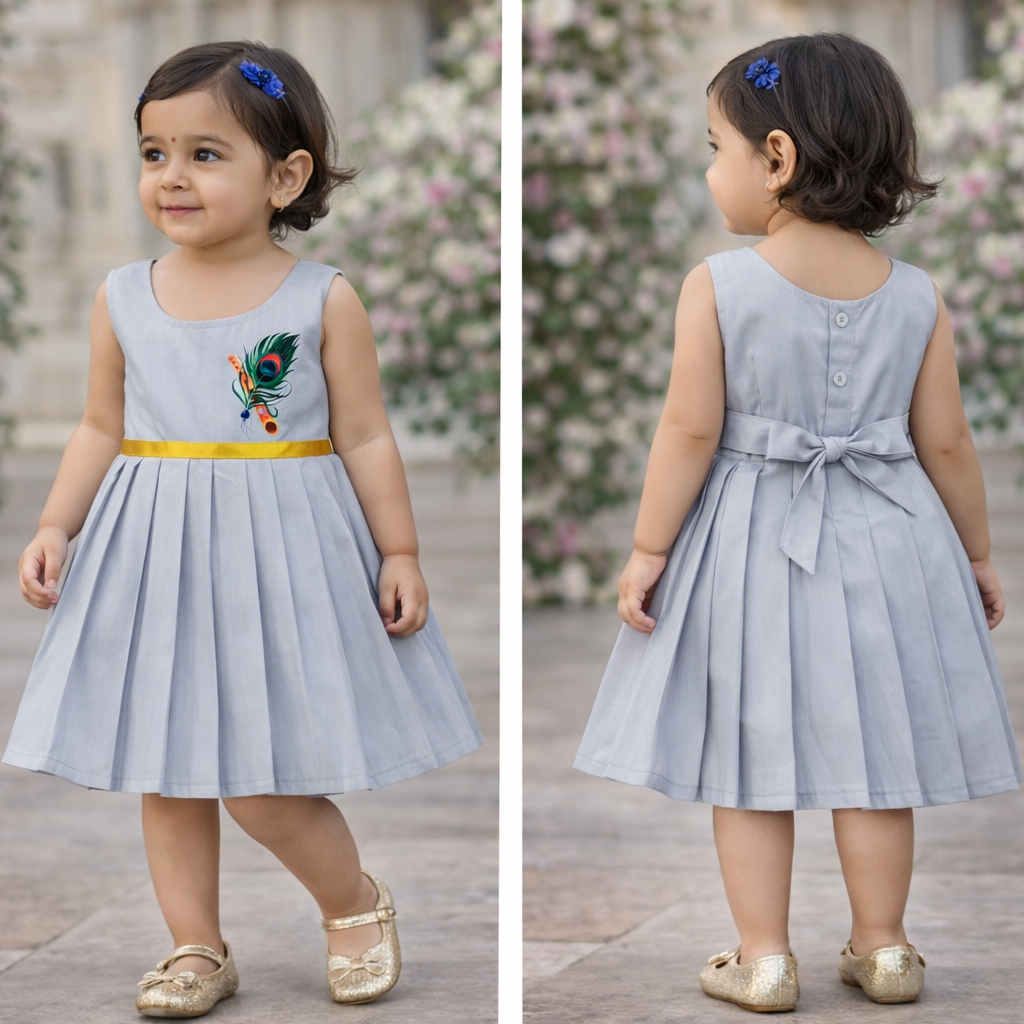 Girls Soft Finish Ethnic Dress (Blue)