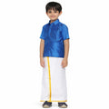 Boys Shirt With Dhoti Set(carolina-blue-and-white-dhoti)