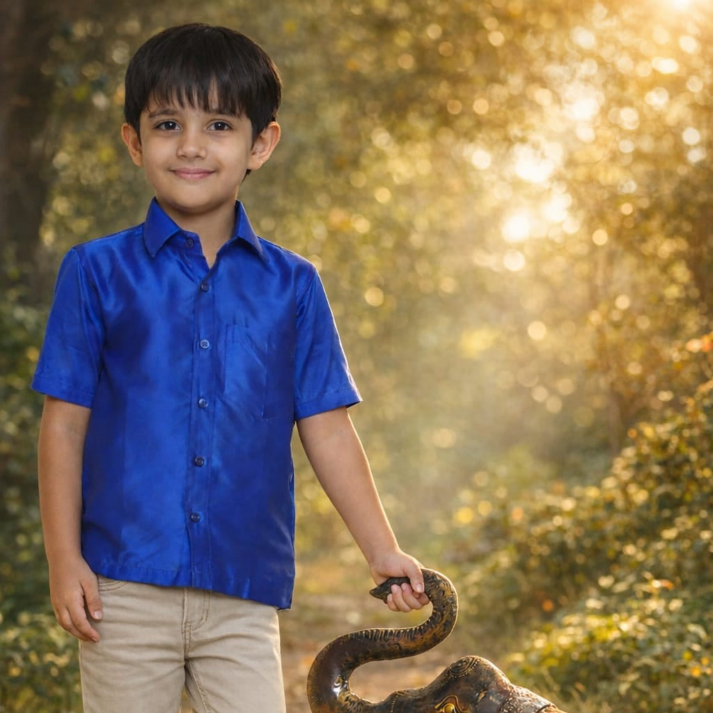 Boys Blue Colour Polyester Shirt(ibm-blue)