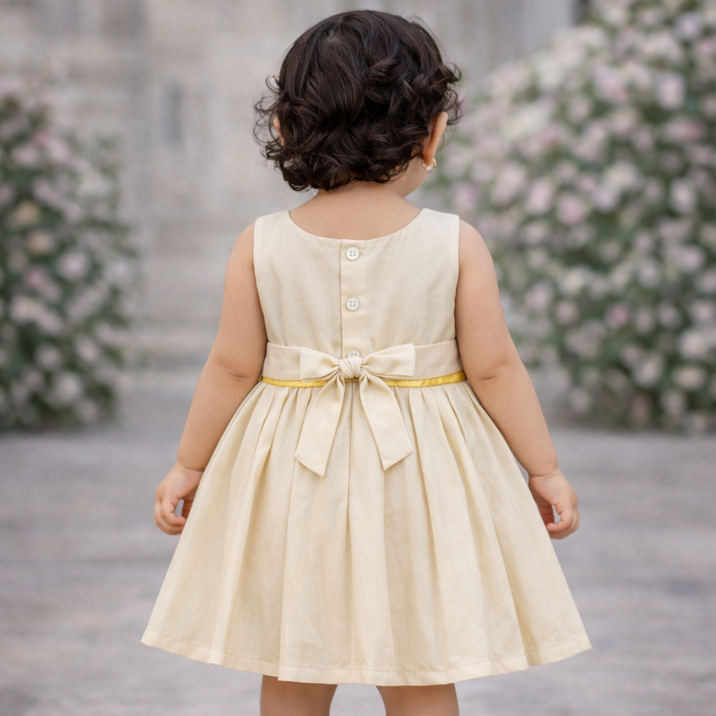 Girls Soft Finish Ethnic Dress (Light Biscuit)