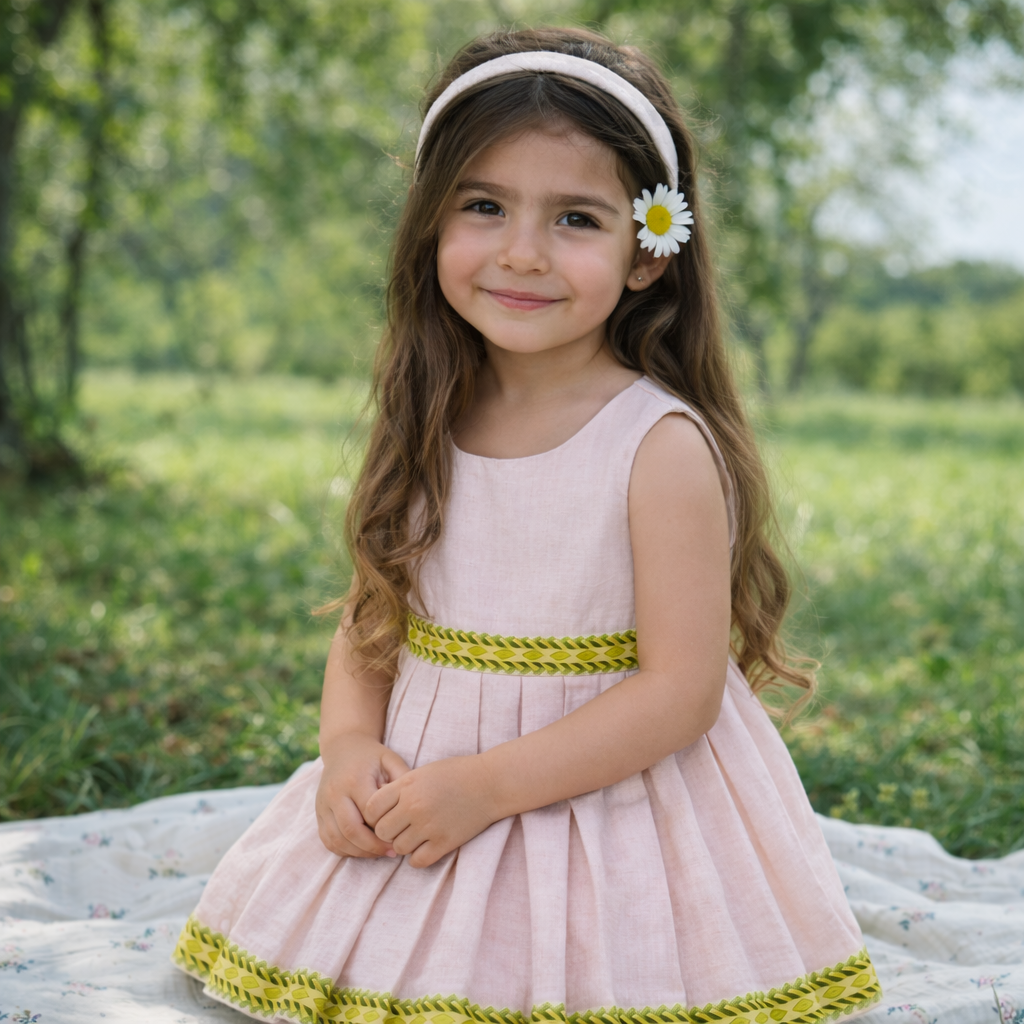 Girls Solid Color Ethnic Pavadai Set (Orange2)