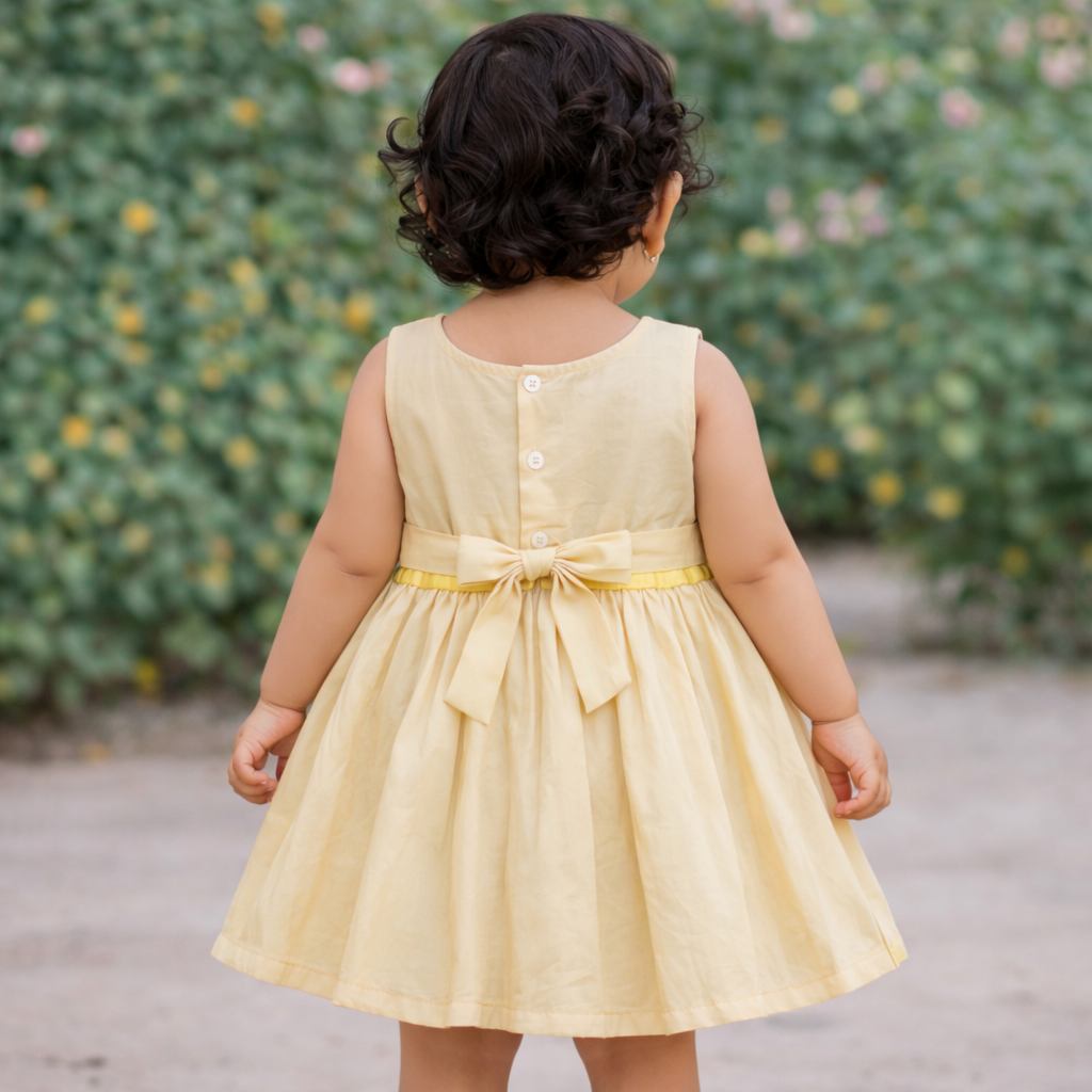 Girls Soft Finish Ethnic Dress (Beige)