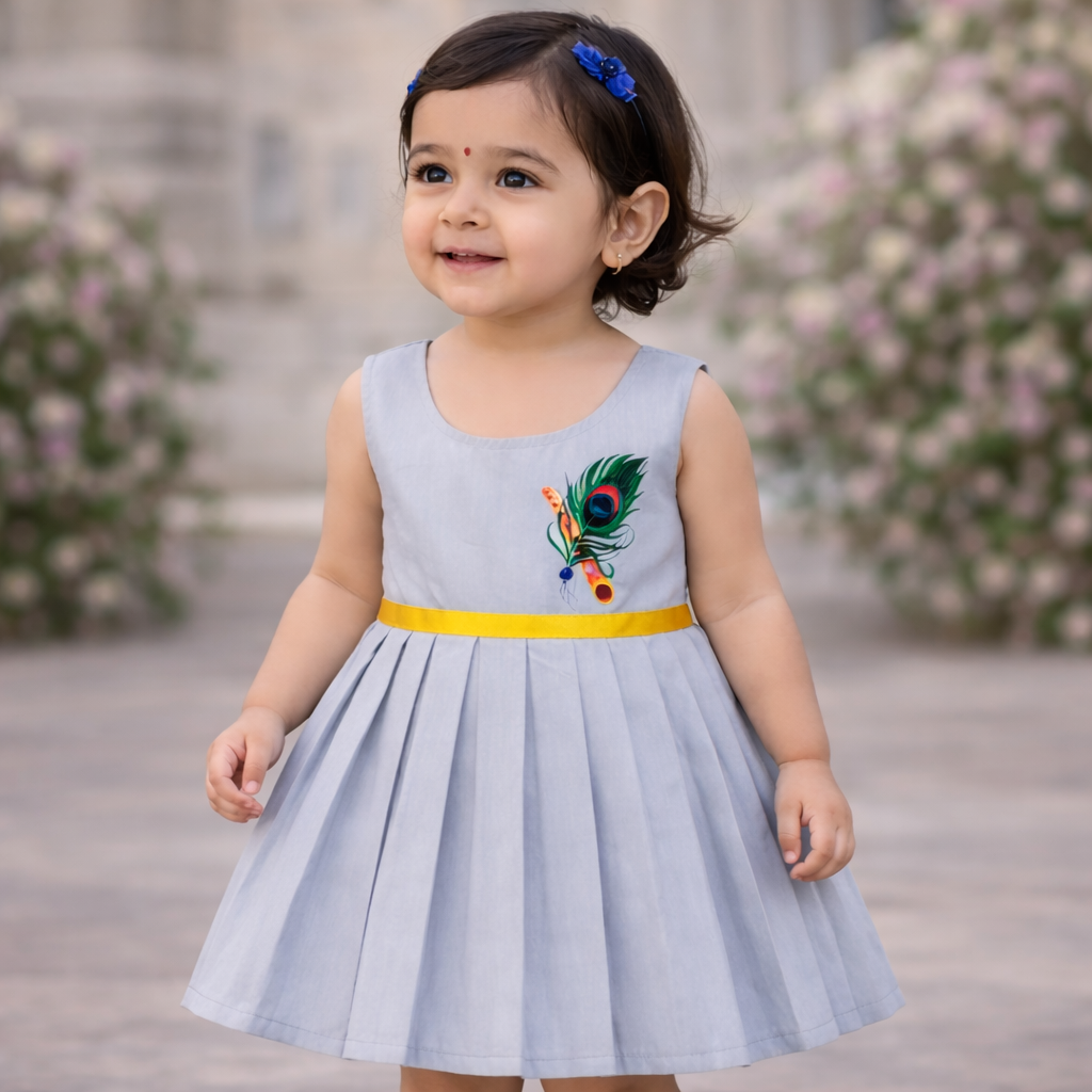 Girls Soft Finish Ethnic Dress (Blue)