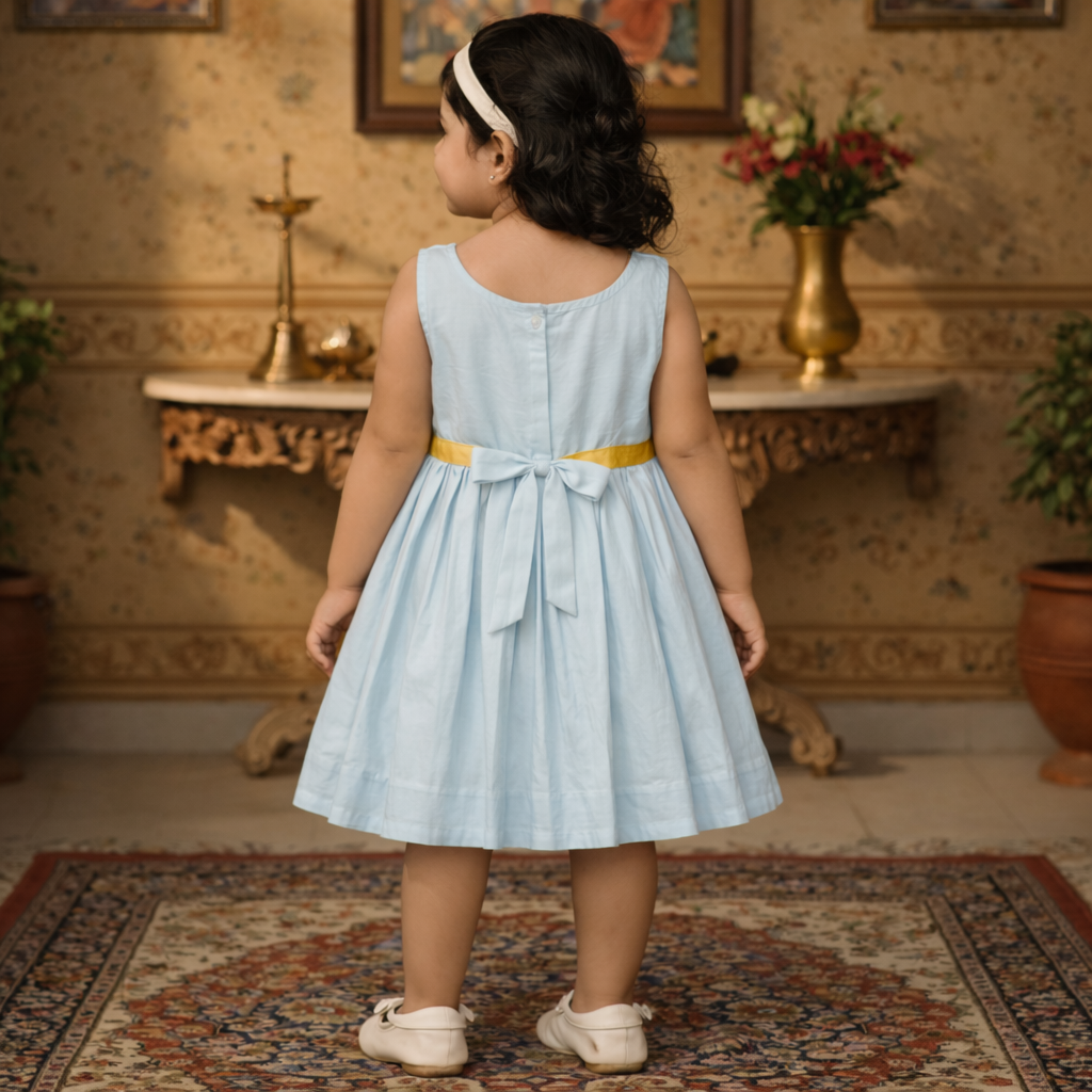 Girls Soft Finish Ethnic Dress (Light Grey)